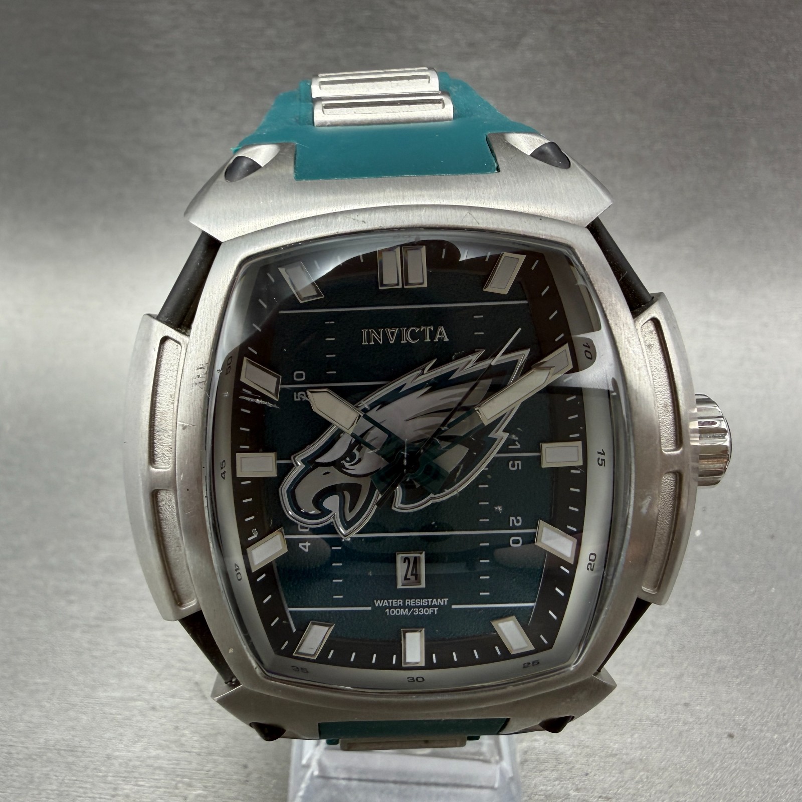 Invicta NFL Philadelphia Eagles Watch Men 53mm Green Dial Steel Date 48202 Works