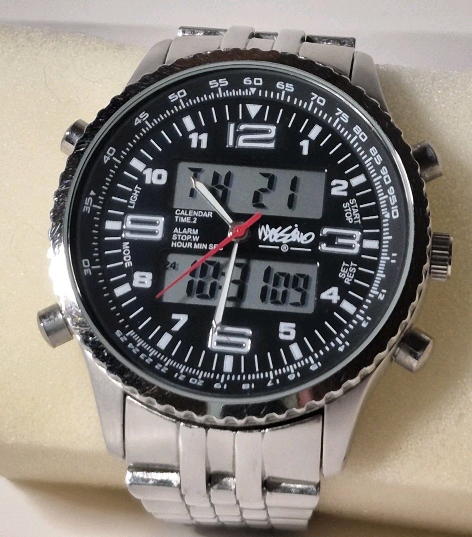Mossimo Sports Analog / Digital Quartz 41mm Watch S60-10 w/Alarm/Day/Date