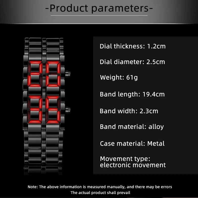 Fashion Mens Digital Lava Wrist Watch Men Black Full Metal Red Blue LED Display