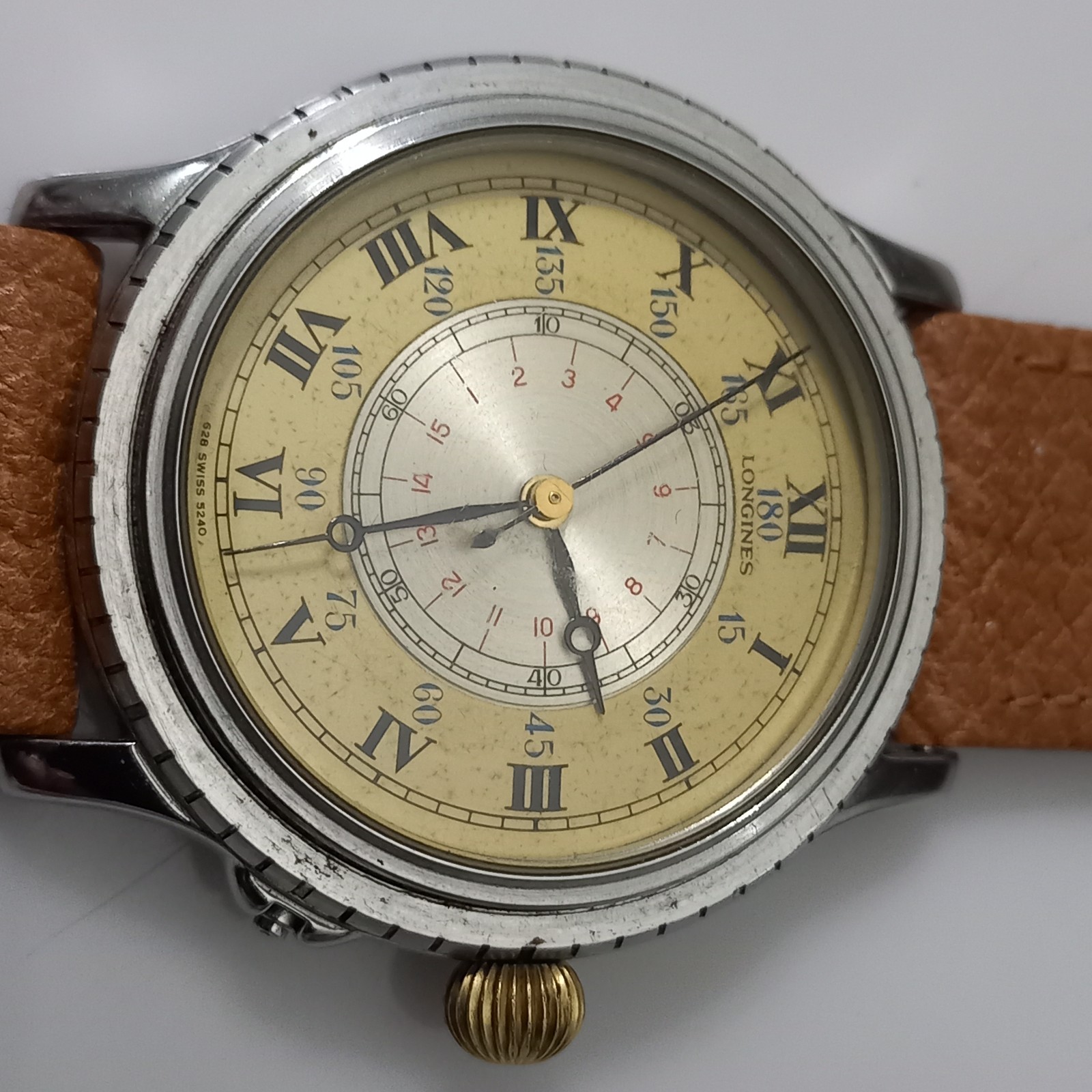 18k/Steel LONGINES Lindbergh Hour Angle Cal L 628.1 Ref 628.5240 (Bezel Missing)