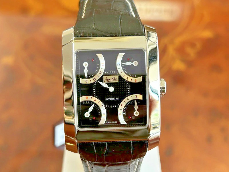 Jean d’Eve Quarta Automatic 927051NAAAK Retrograde Mens Watch Black Leather Box