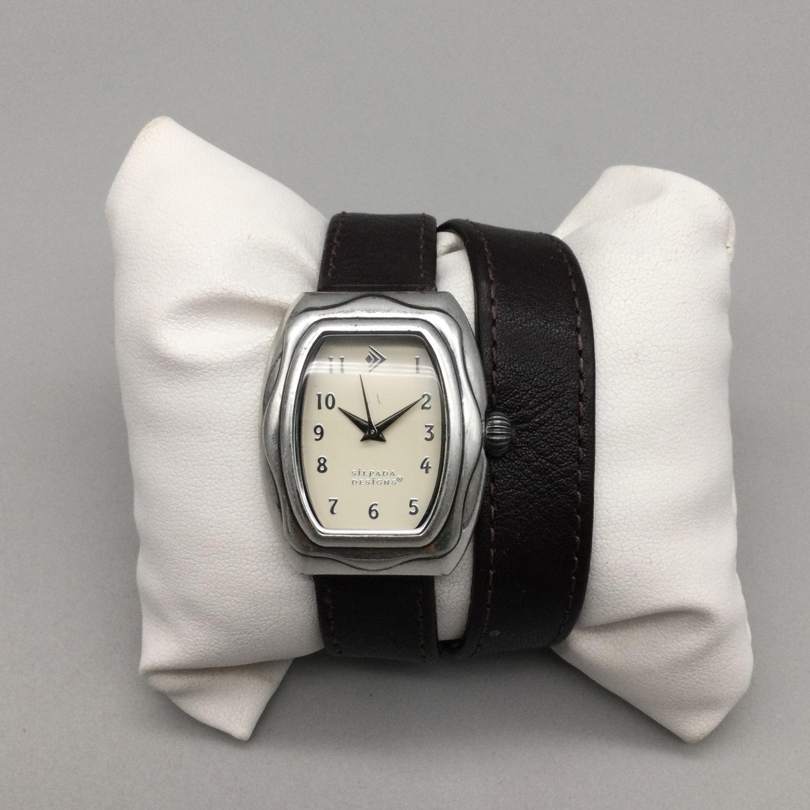 Silpada Designs Womens Watch 29mm Silver Tone Brown Leather Wrap New Battery