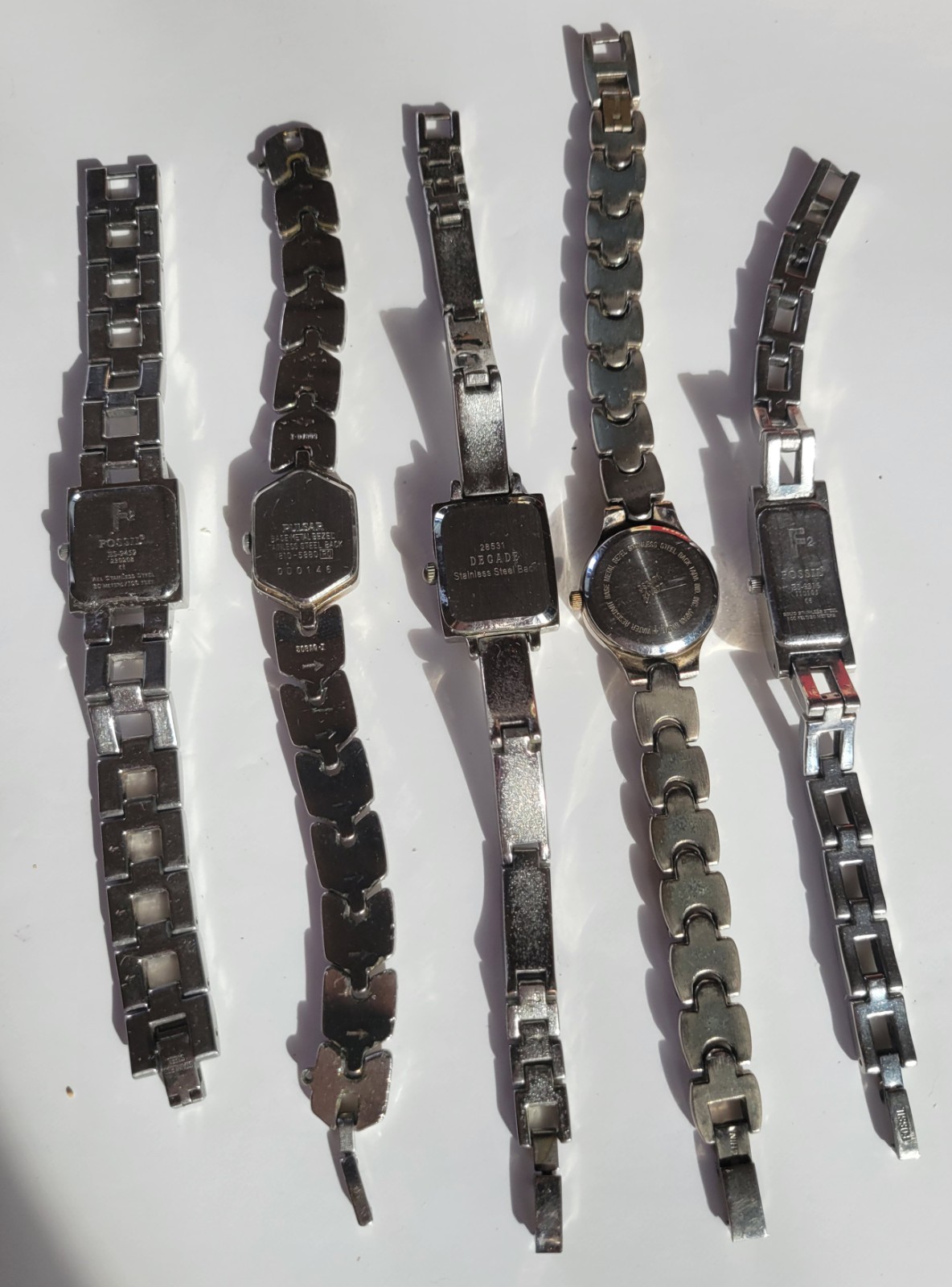 5 Watches Unisex Great Condition Silvertone Untested Wristwatch Pre-Owned