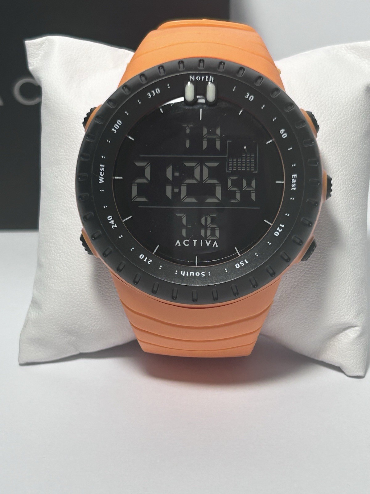 Activa ACW1237 Digital Sport Watch 53mm Orange Silicone Band 30M WR New w/Box