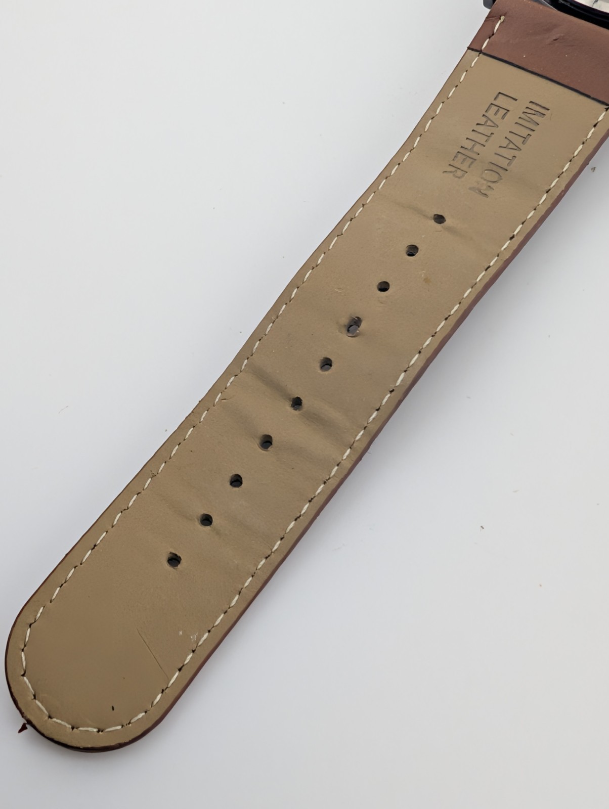 George Watch Men 45mm Black Case Brown Vegan Leather Band- New Battery