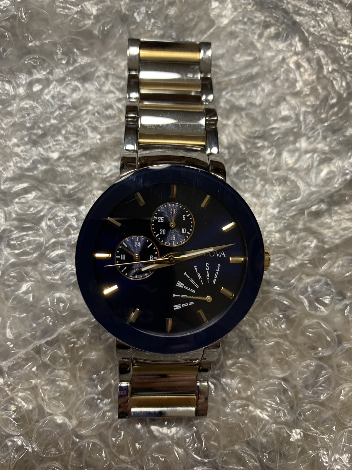 Bulova 98C123 Two Tone Stainless Steel Blue Dial Wrist Watch for Men