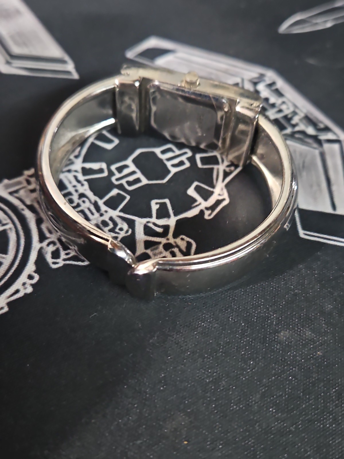 geneva silver tone cuff bracelet watch