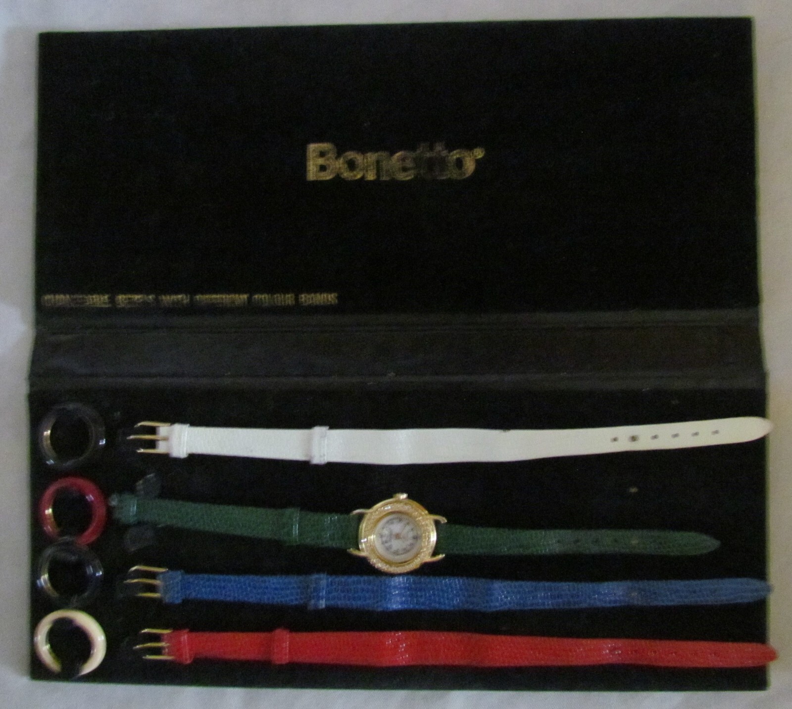 Bonetto Quartz Watch with Changeable Bezels and Bands