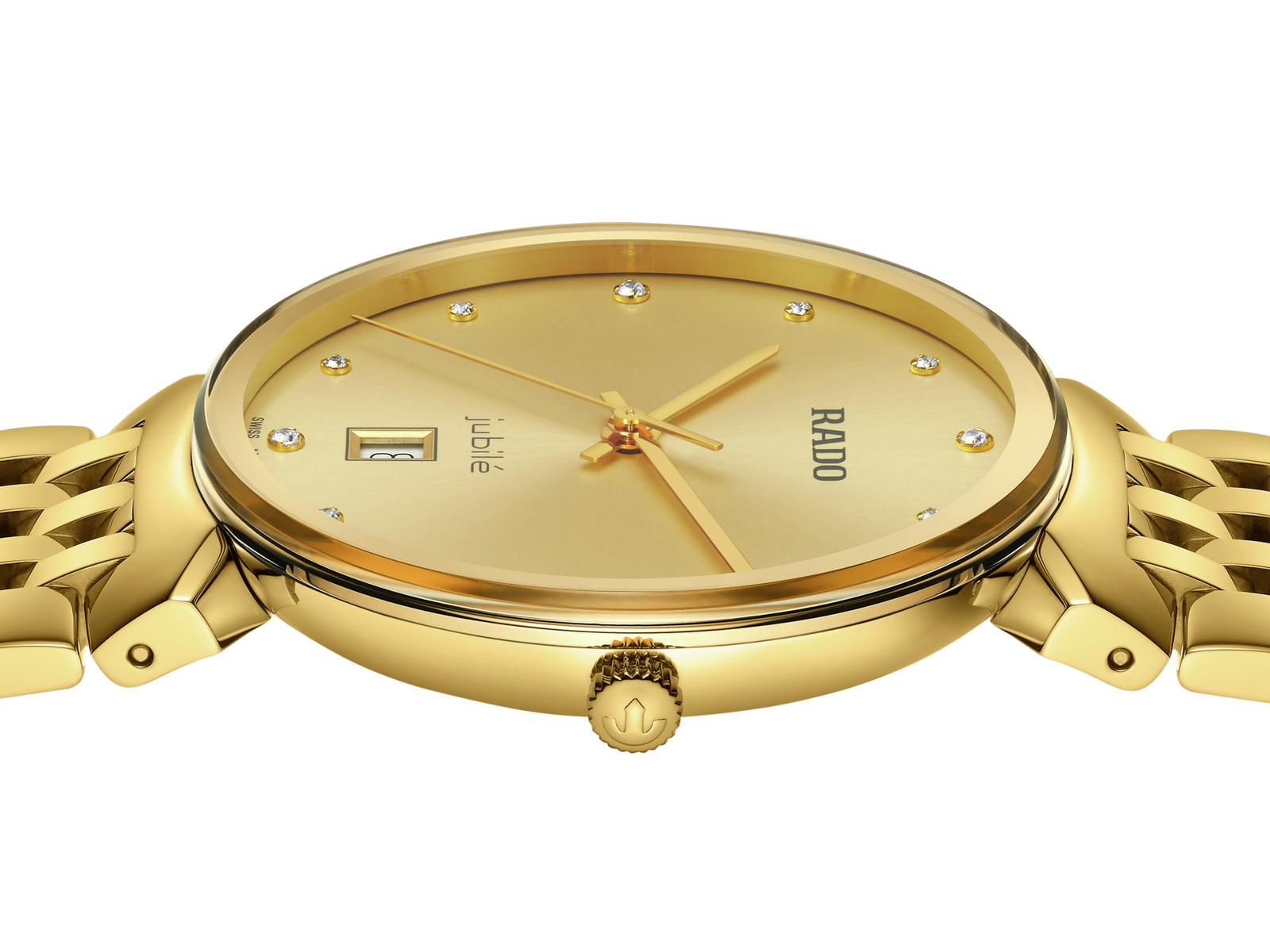 New Rado Florence Diamonds Stainless Steel Golden Dial Men’s Watch R48914713