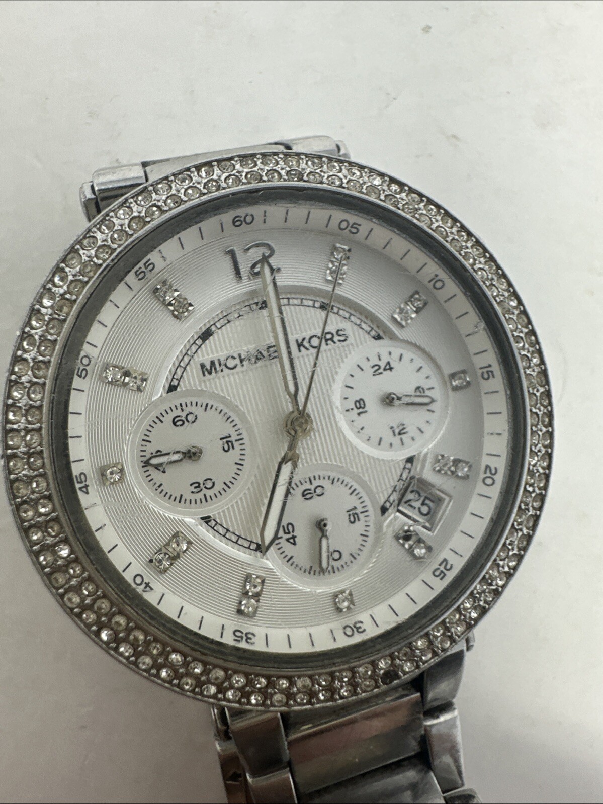 Michael Kors Parker Ladies Chronograph Watch MK-5353 Stainless Needs New Battery