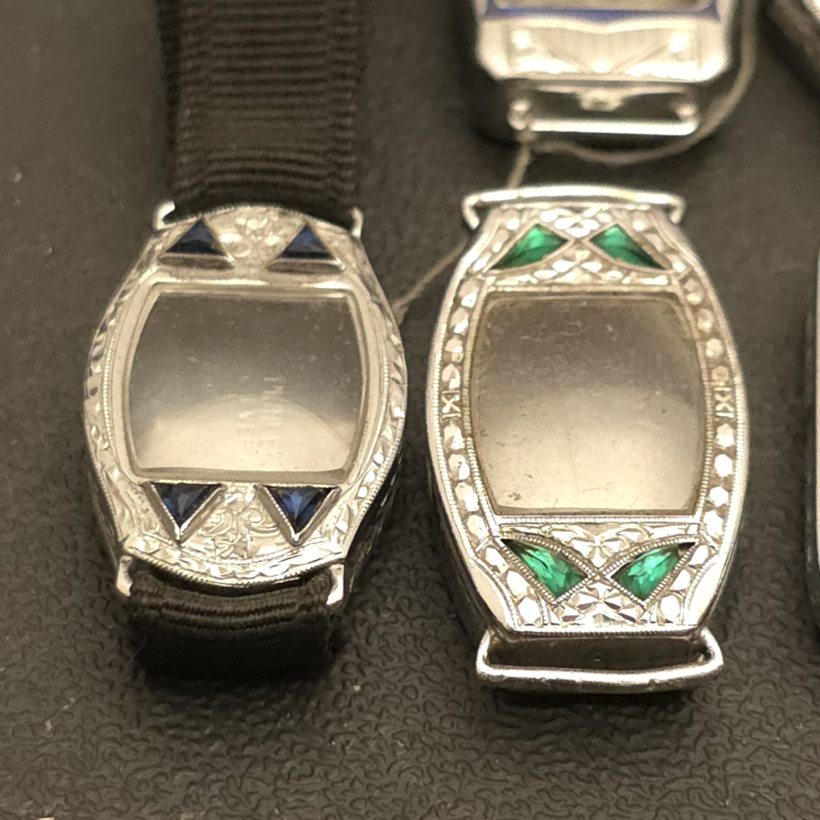 FP3 RARE VINTAGE 20s LADIES ENAMELED ART DECO WATCH CASES CASE LOT GROUP WATCHES