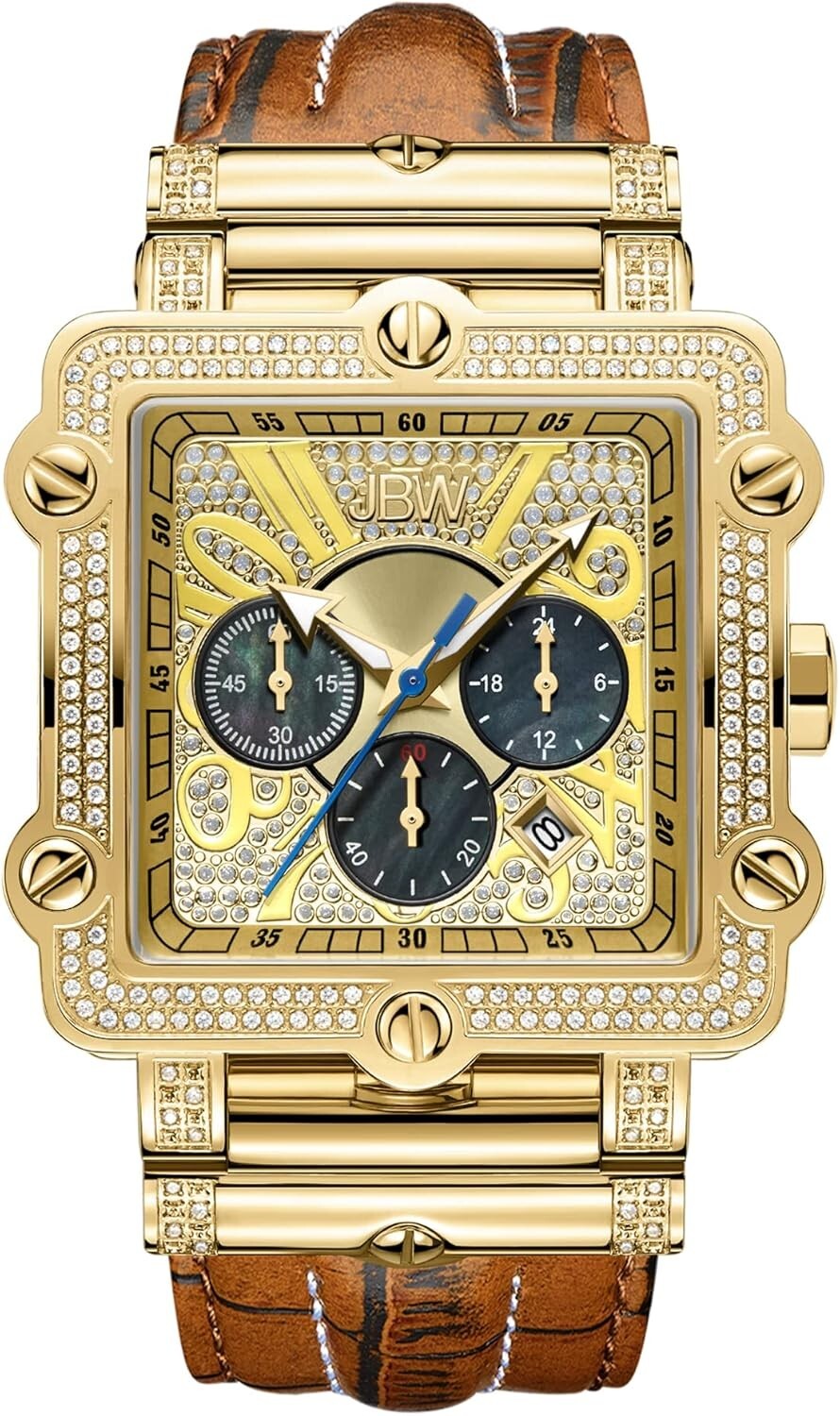 JBW 46 MM Men’s Luxury Phantom Diamond Chronograph Wrist Watch JB-6215-238-A
