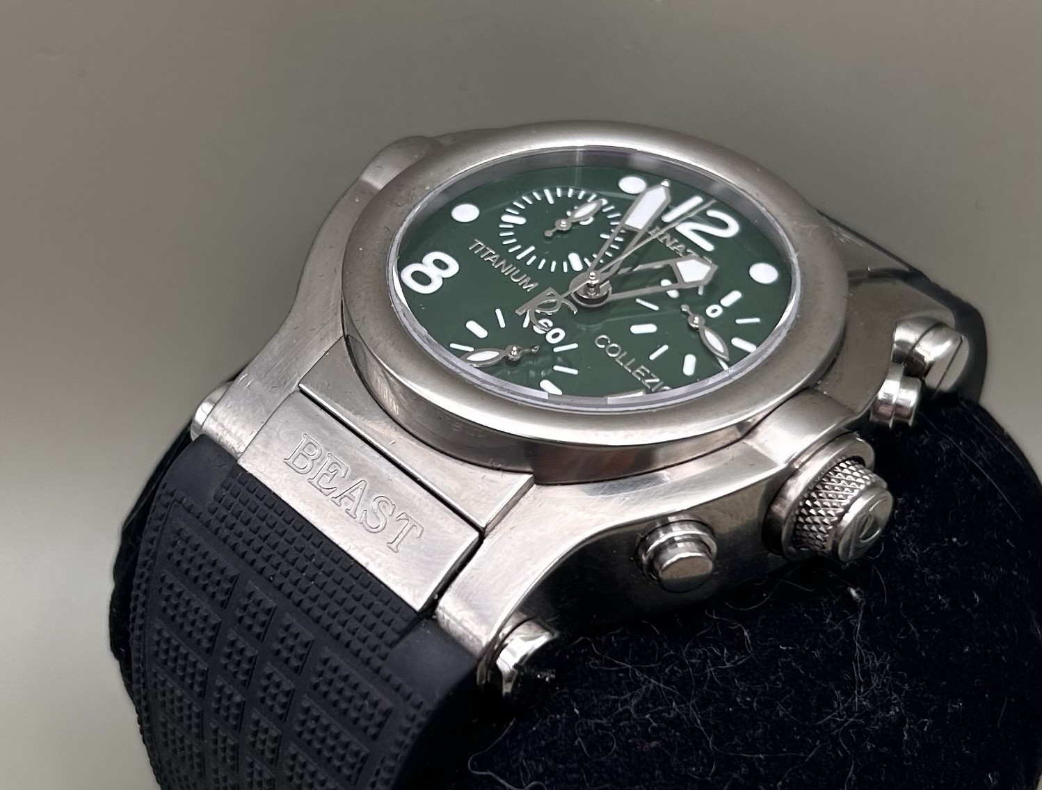 Renato Collection Men’s T-Rex Green Dial Titanium Chronograph Quartz 52mm Watch