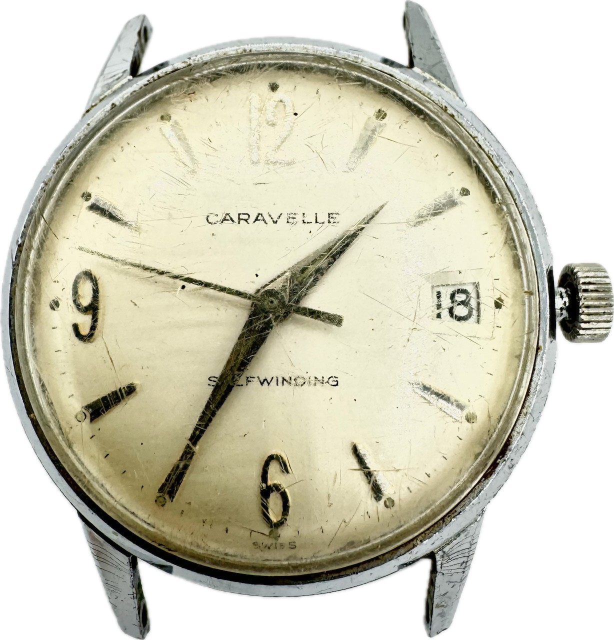 Vintage Caravelle 11OXACD Men’s Automatic Wristwatch Swiss Chrome for Parts