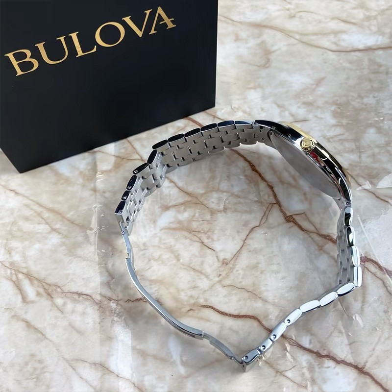 Bulova Classic 98D130 Blue Dial Gold Silver Bracelet Men Quartz Watch 40MM New