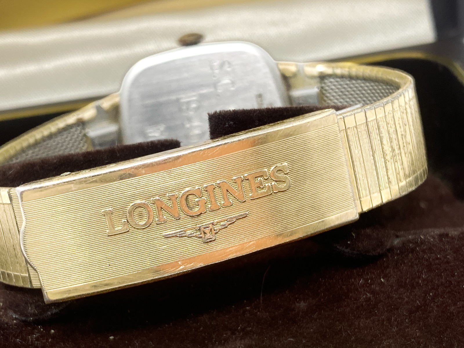 1970s Longines TV Watch, RARE Tiger’s Eye Eclipse Dial – Full-Set Box and Papers