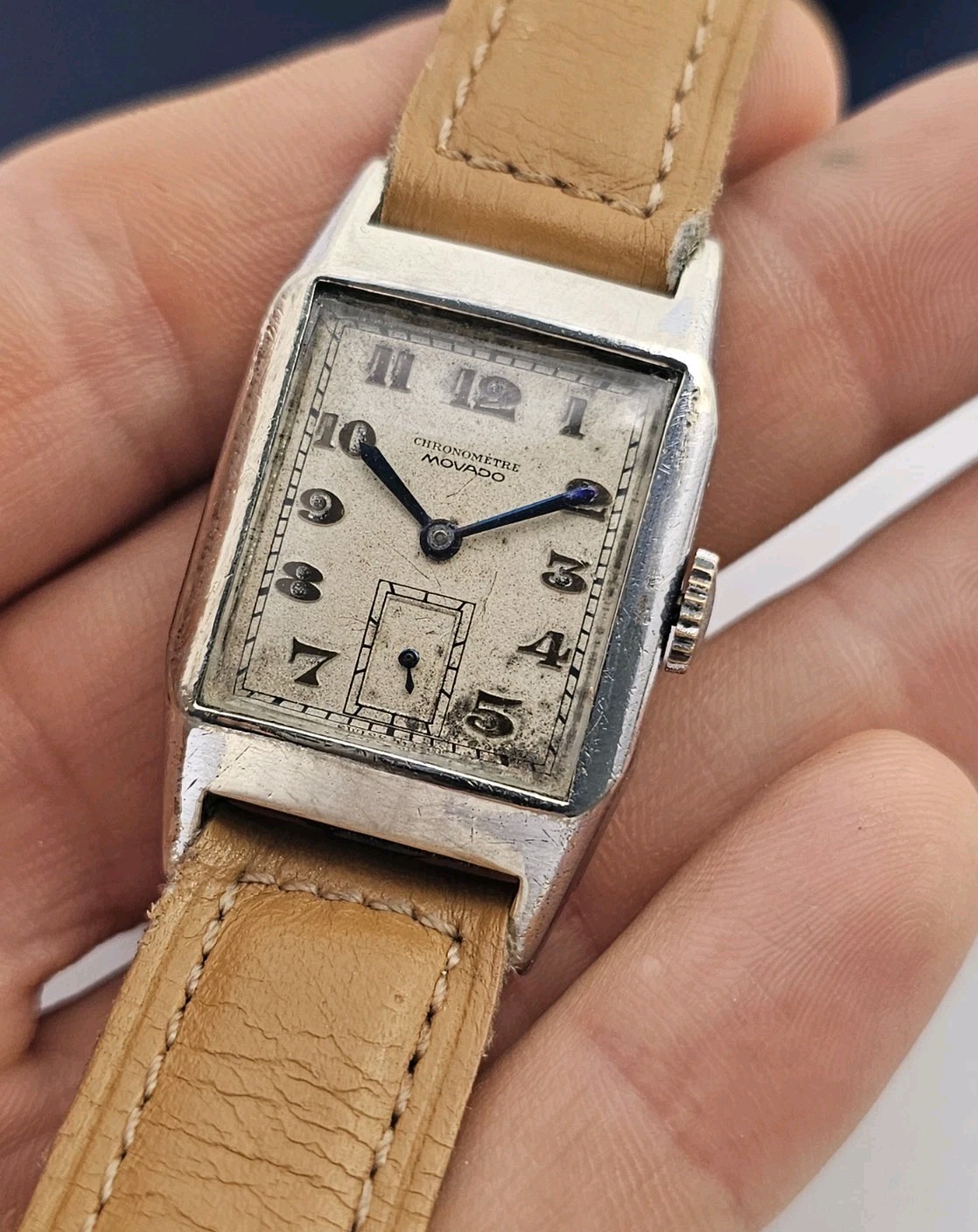 Vintage Movado Chronometer 1935 Very Rare Man Watch Art Deco Classic 40’s