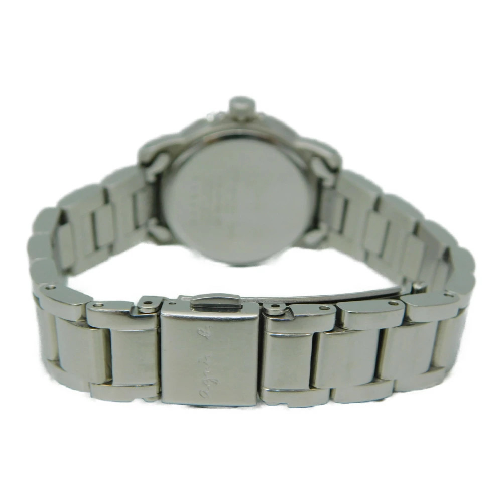 agnes b Shell Pink Dial Stainless Steel Quartz Watch Timepiece Womens