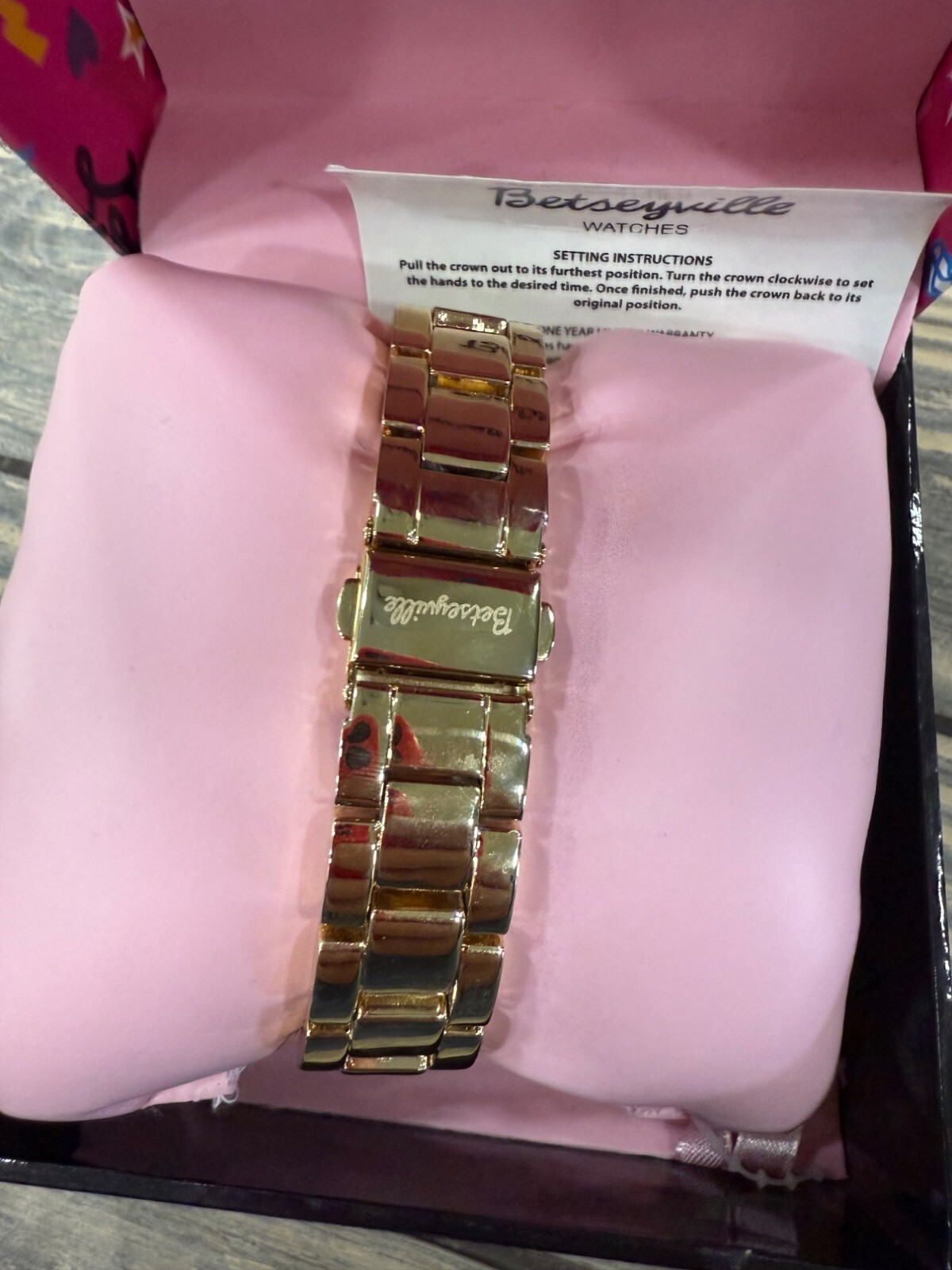 Betseyville Gold-Tone Round Dial Watch With Roman Numerals & Heart Detail