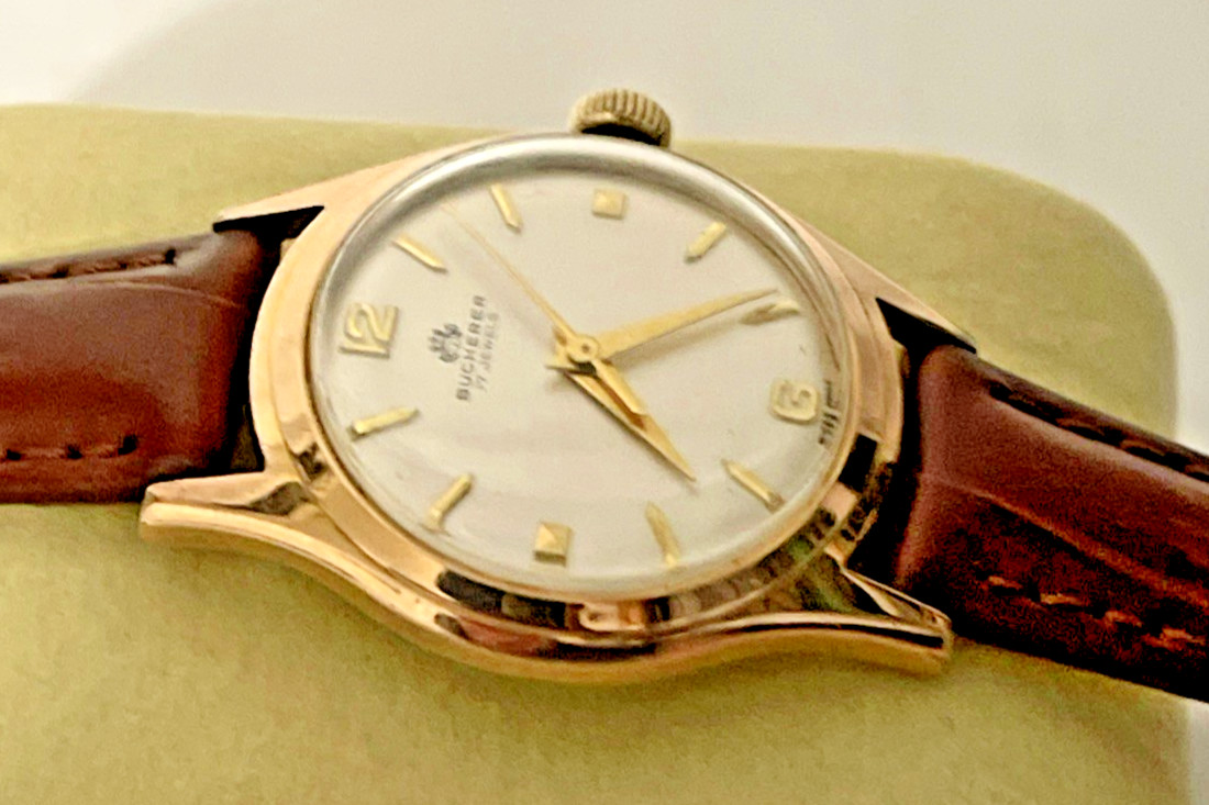 Bucherer 1960s Ladies Automatic Watch 29mm PLAGUE G20 GF Case New leather Band