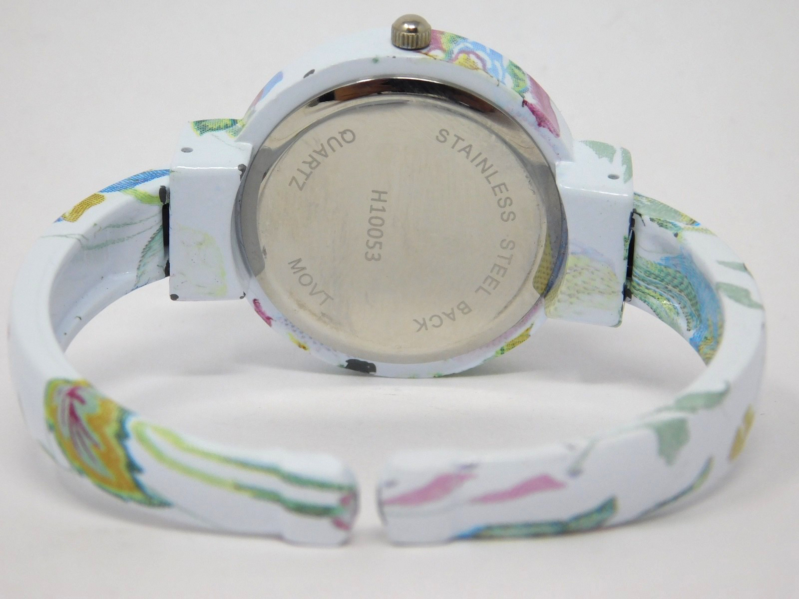 White Floral Women’s Watch Cuff White Dial Girls Multicolor Ladies Pink