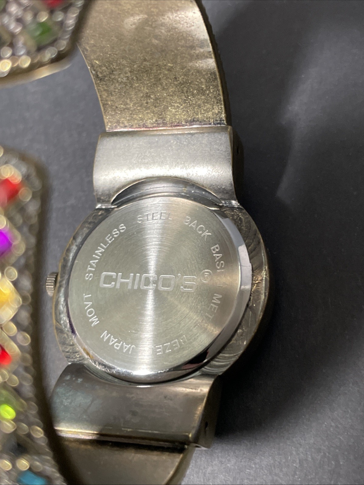 Chicos Bangle Watch Multi Color Stones Women New Battery