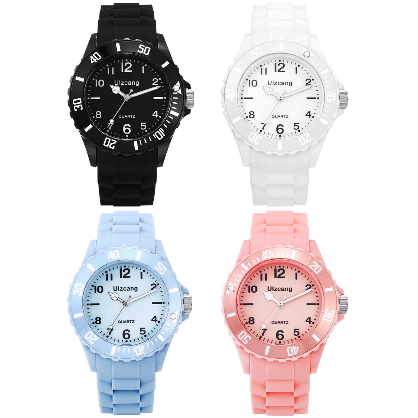 Kids Jelly Silicone Watch Round Arabic Numeral Dial Boy Girls Quartz Wrist Watch