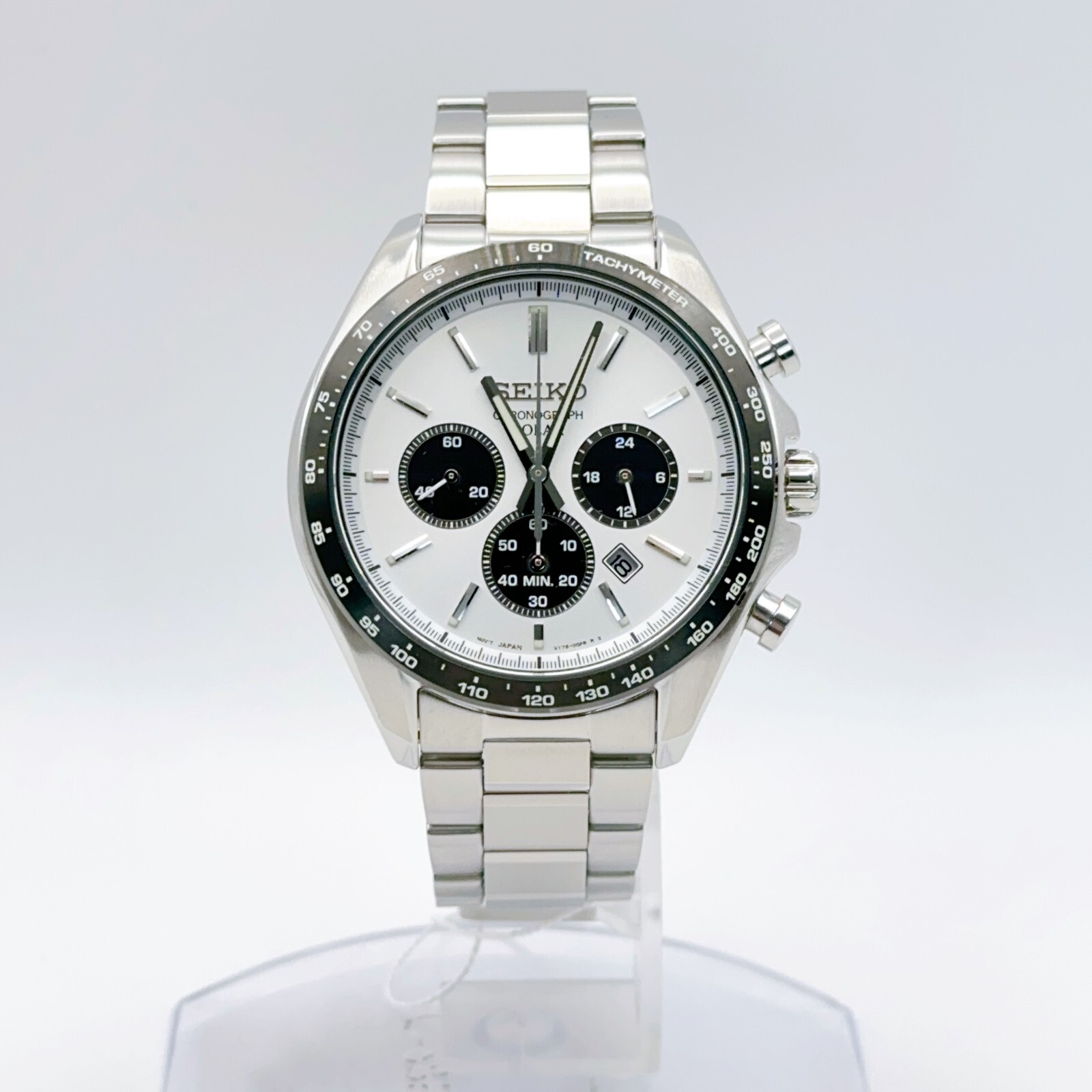 SEIKO SELECTION SBPY165 Panda Solar Chronograph Men’s Watch White Face Japan