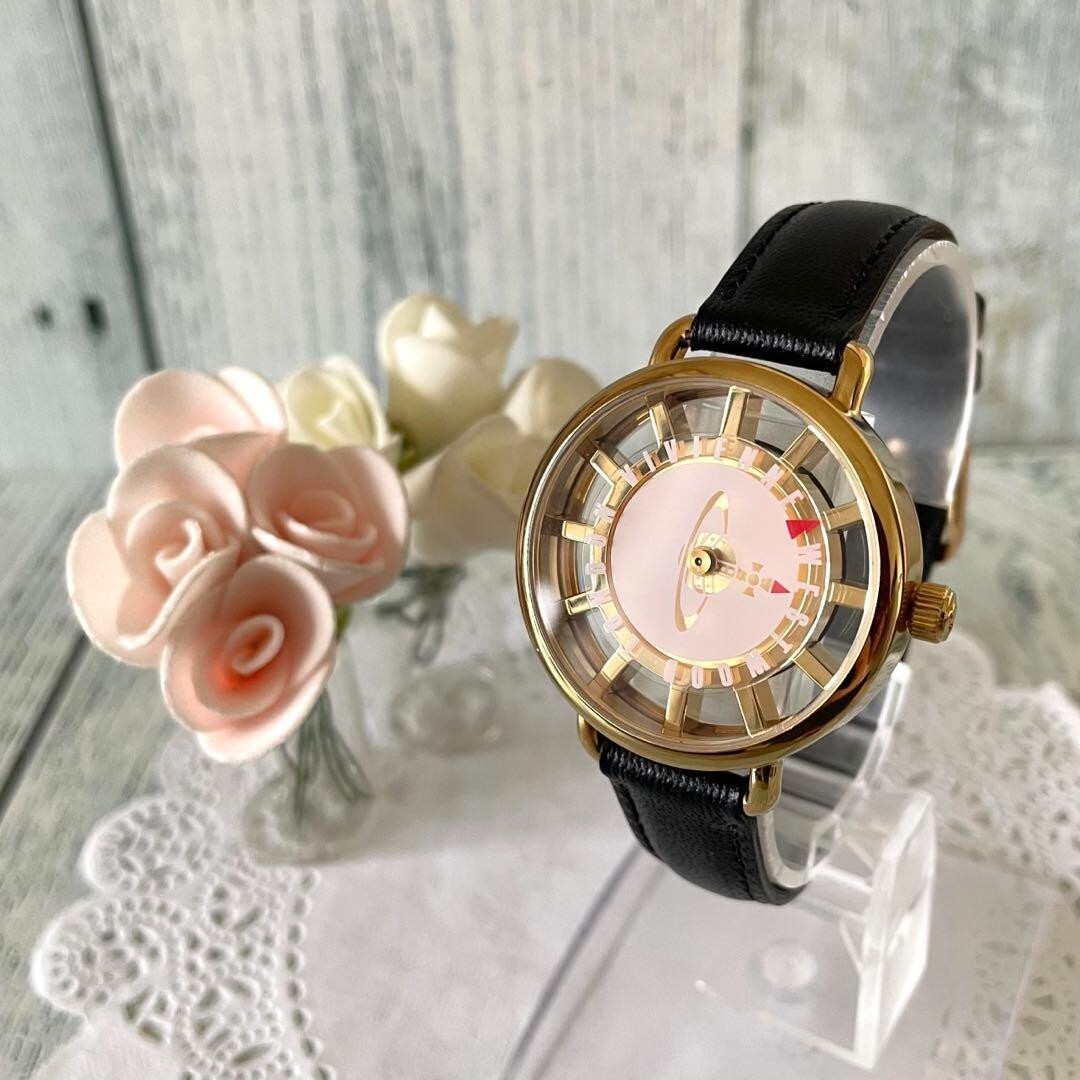 Vivienne Westwood Watch Round Pink Gold Used From Japan Check description