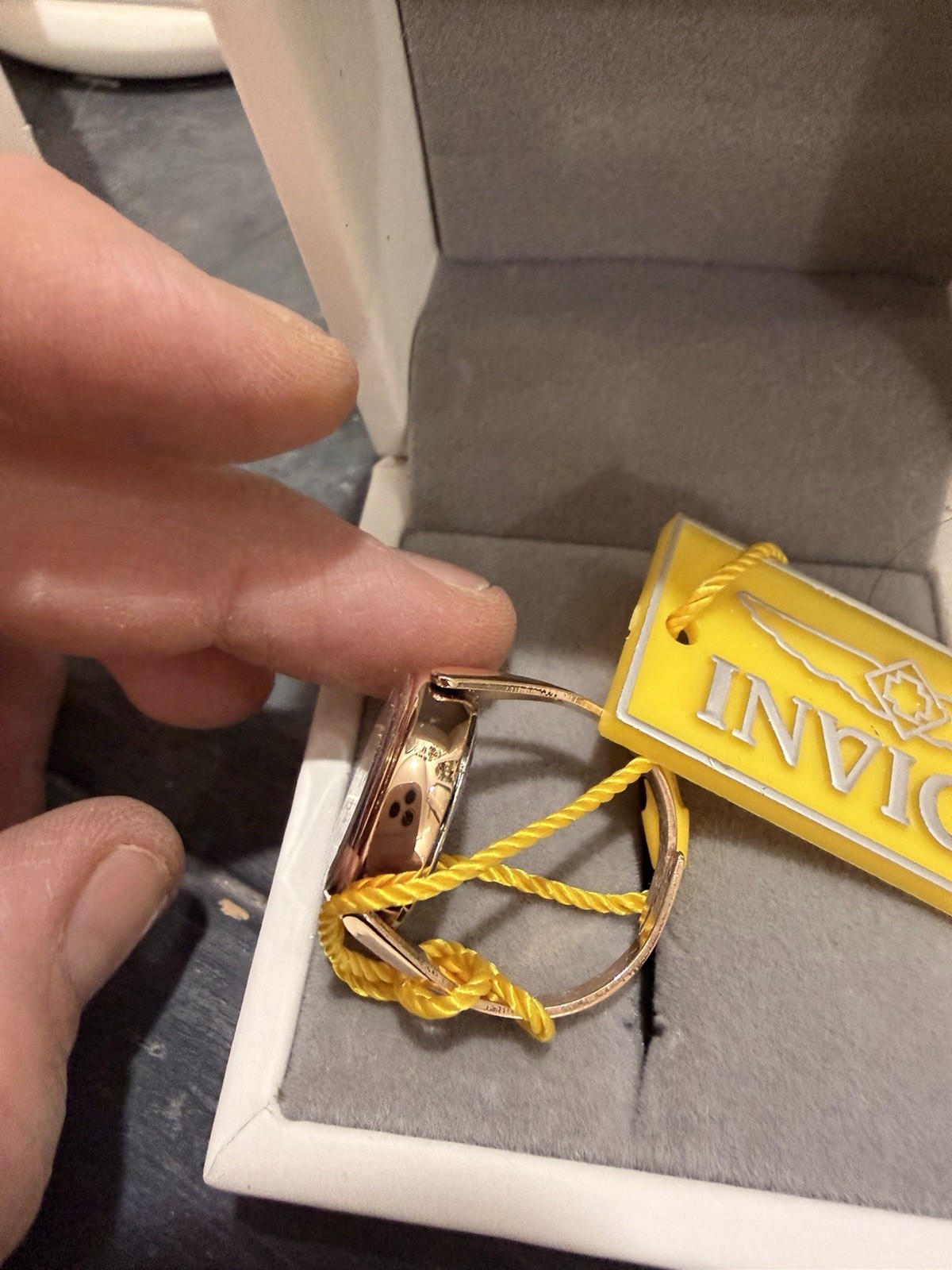 Invicta Angel Women’s Quartz Analog Ring Watch Gold Dial Gold Metal Box