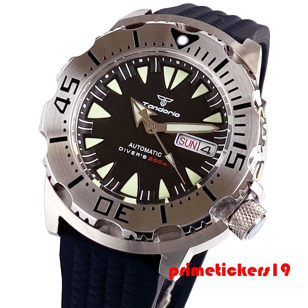 Tandorio Sapphire NH36 42mm Men’s Automatic Monster Watch 20BAR Dive 3.8 Crown
