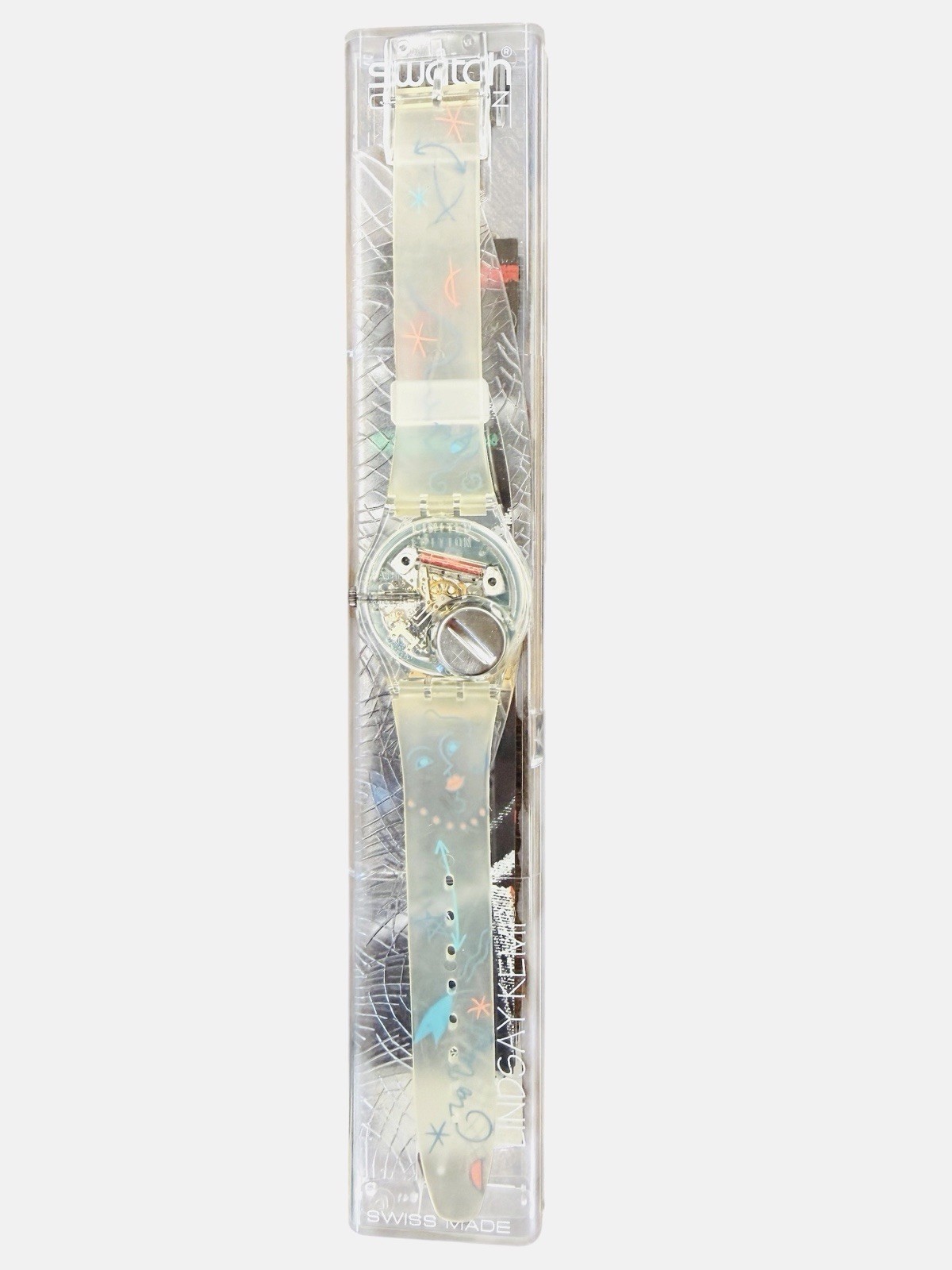 Vintage Swatch Watch Flowers GK207 1995 Standard Gents 34mm Quartz Translucent