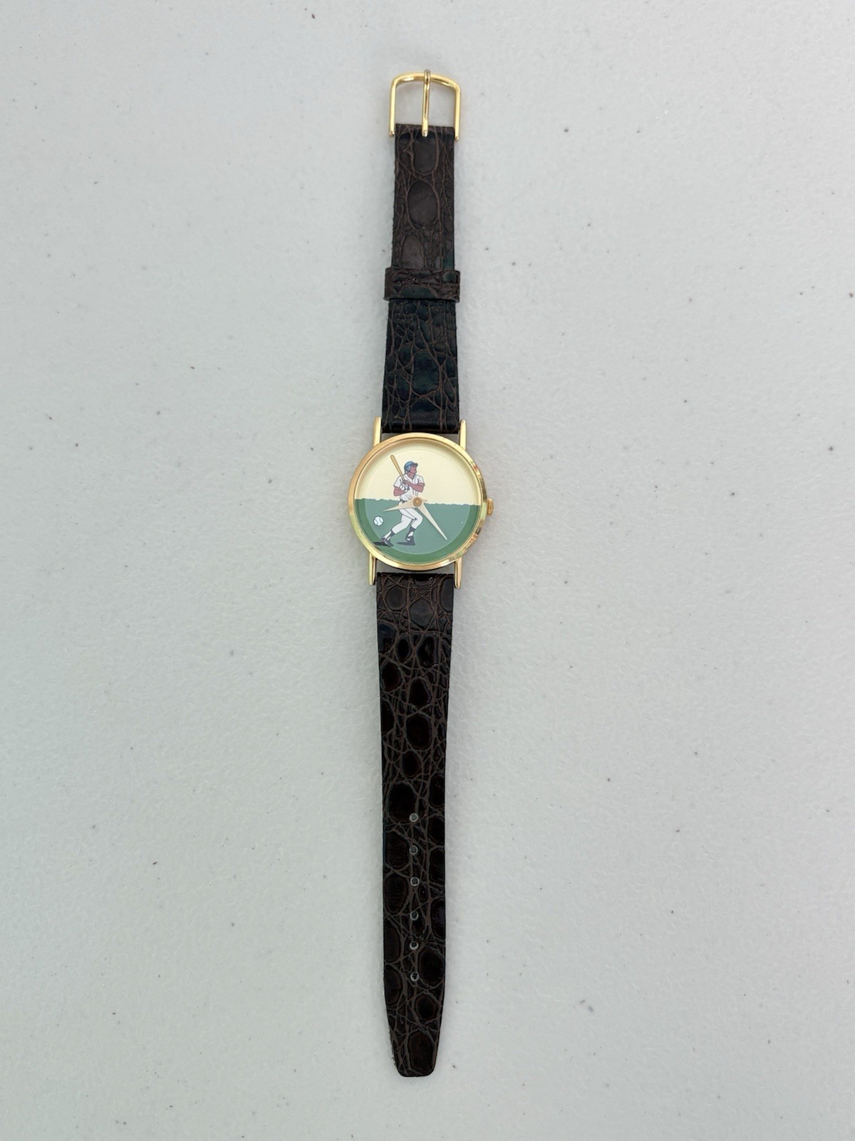 Vintage 1980s Baseball Mystery Dial Watch Moving Ball Second Hand Quartz Novelty