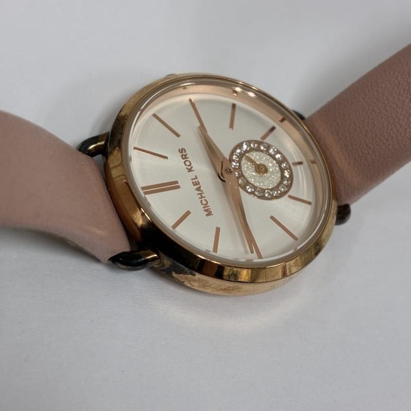 Michael Kors MK 2735 Leather Strap Analog Quartz Watch Rose Gold Crystal Women s