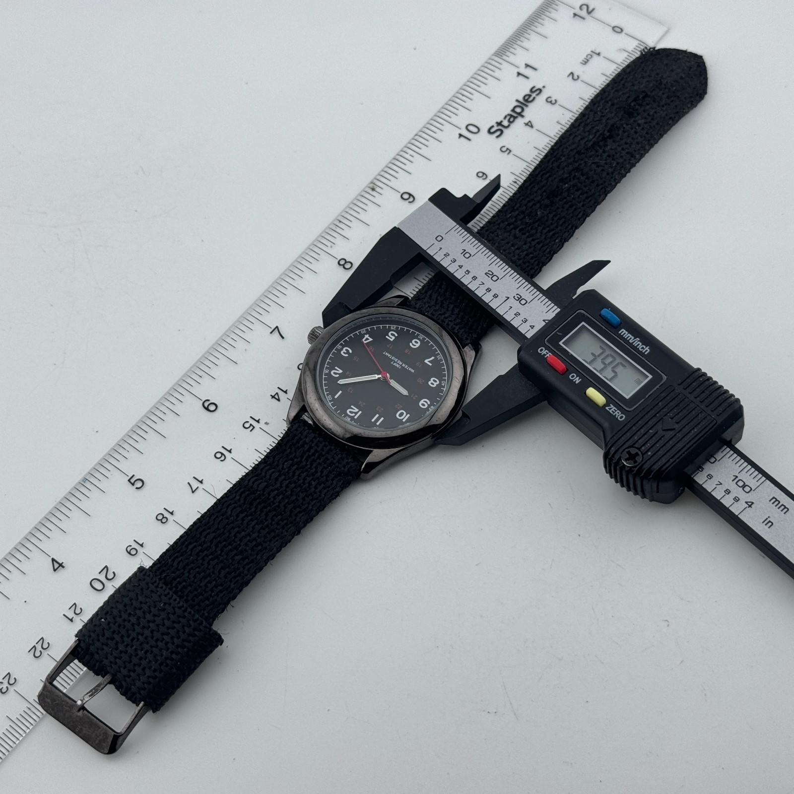 VTG FMD Military Style Quartz Watch Men 30m Black Nylon Japan Analog New Battery