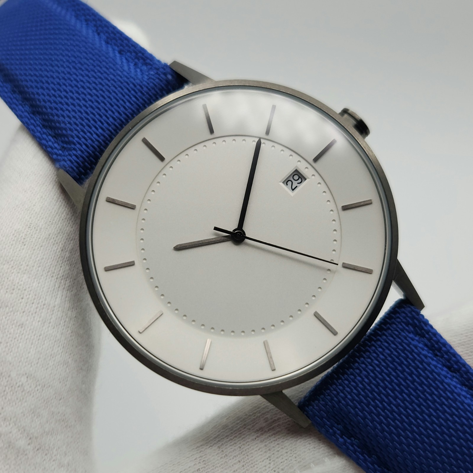 Linjer 02-GU Men’s 41mm Quartz Watch w/ Blue Strap