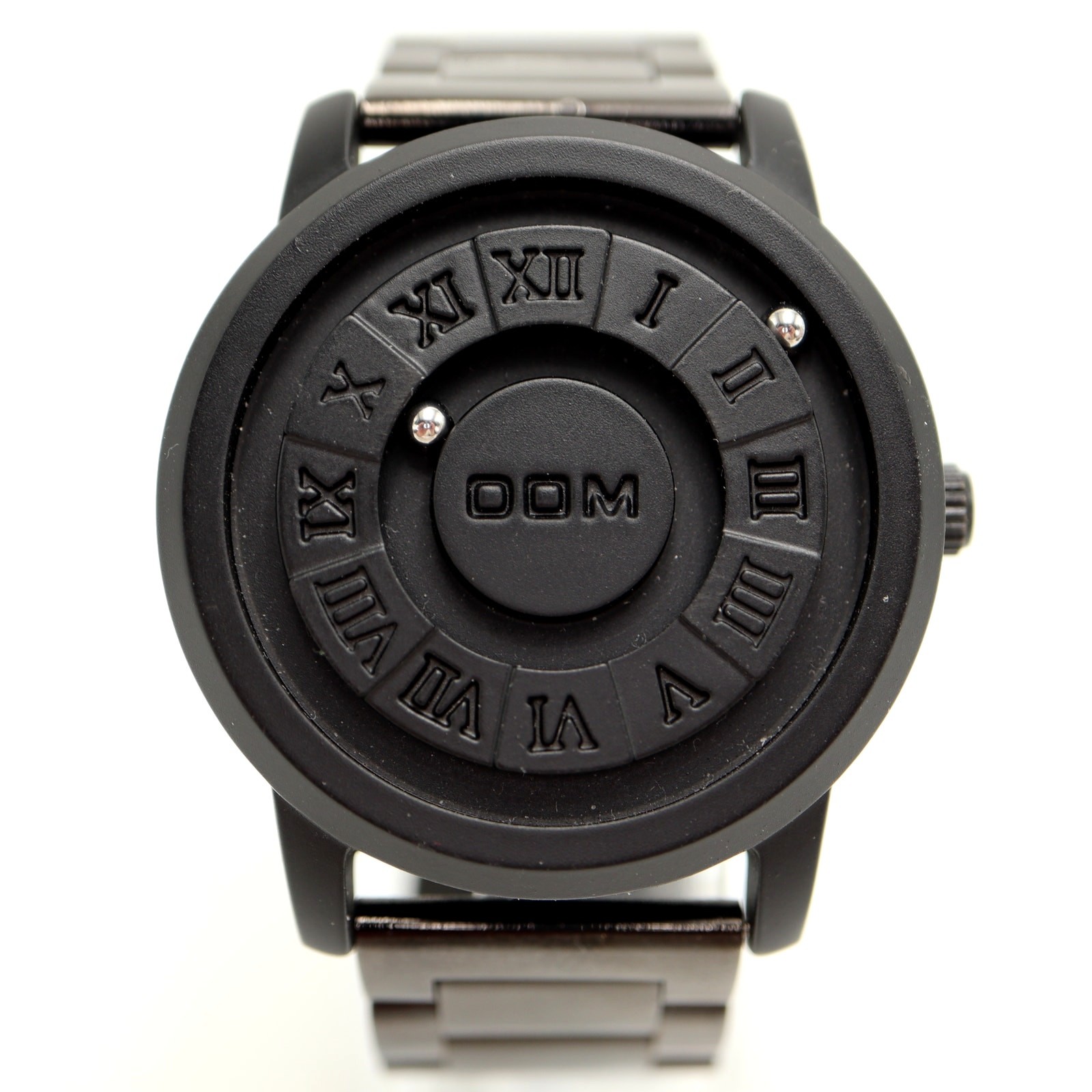 DOM Mens 42mm Watch Black Roman Dial Magnetic Ball Bearing Fidget w New Battery