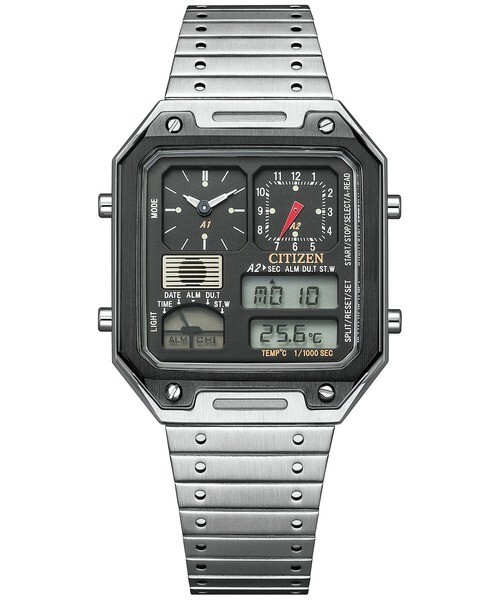 Citizen JG2126-69E Record Label Ana-digi Thermo Sensor Quartz Unisex Watch Japan