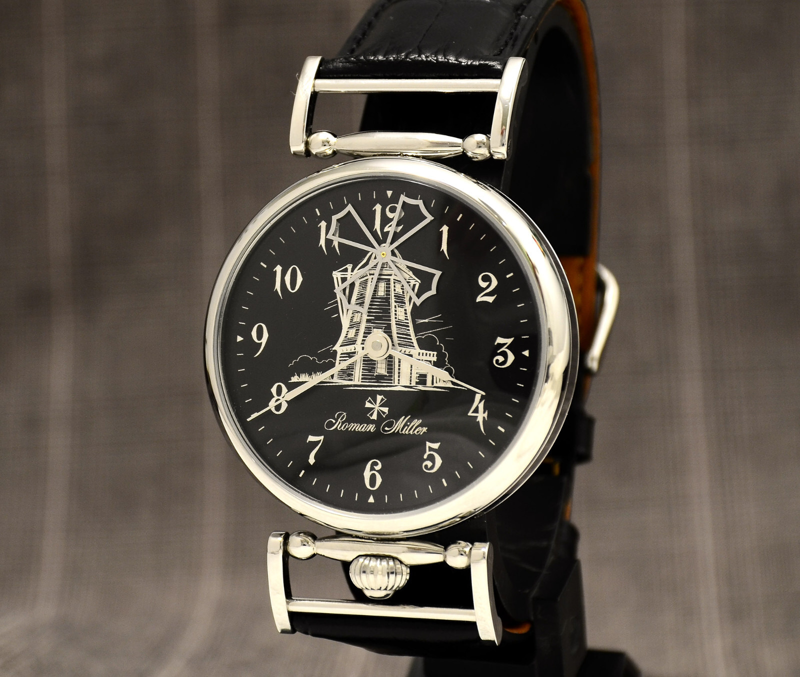 Men’s wrist Watch Windmill marriage Classic watch Man Silver Watch Roman Miller