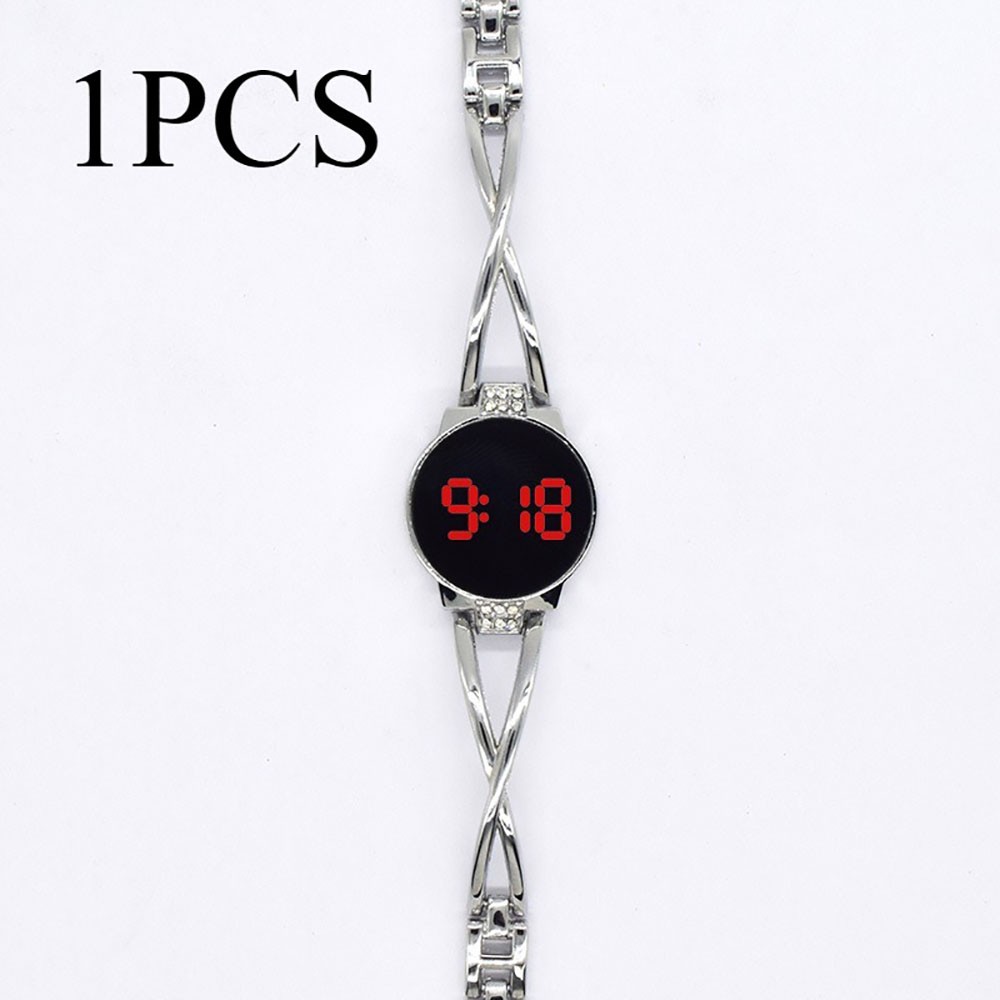 Women’s Slim Alloy Bracelet Watch LED Digital Display Elegant Jewelry Wristwatch