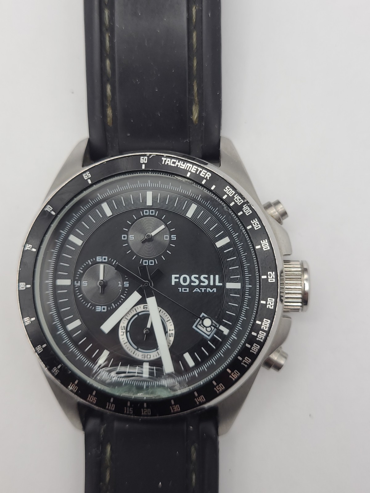 Fossil Decker Chronograph CH2573 Wrist Watch Men CRYSTAL NEED FIX