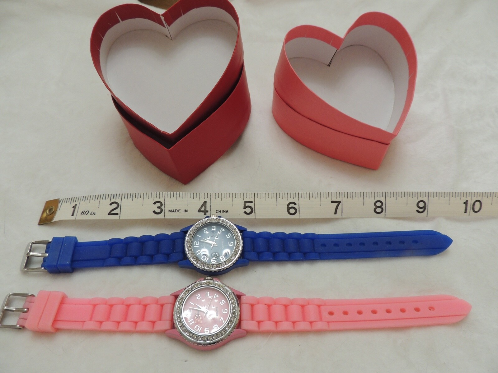 Lot of 2 kid/teen Geneva, rhinestone watches with silicone jelly bands