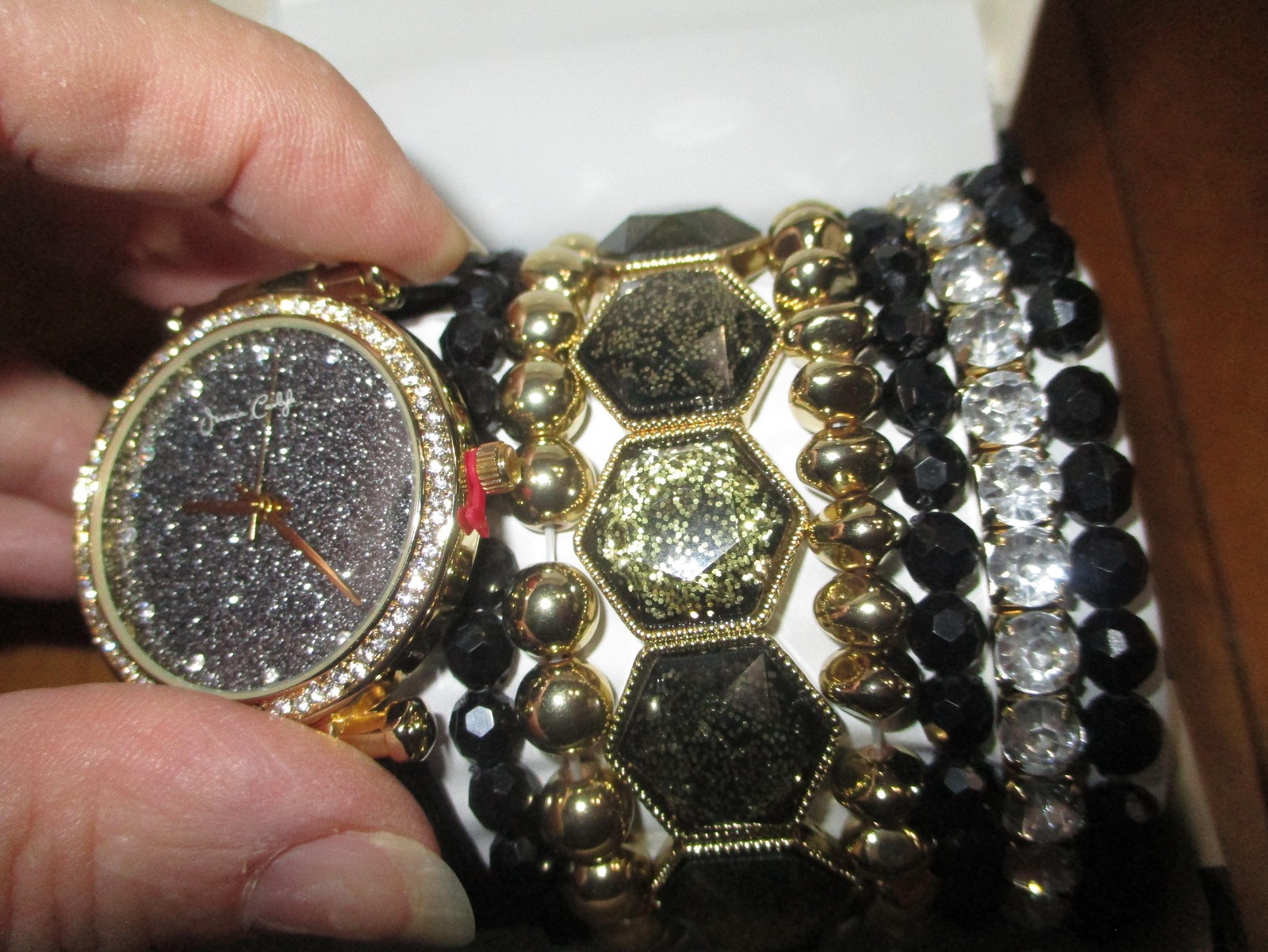 NWT Jessica Carlyle PVD Stainless Steel Watch/Coordinating Bracelets,8 Pcs,