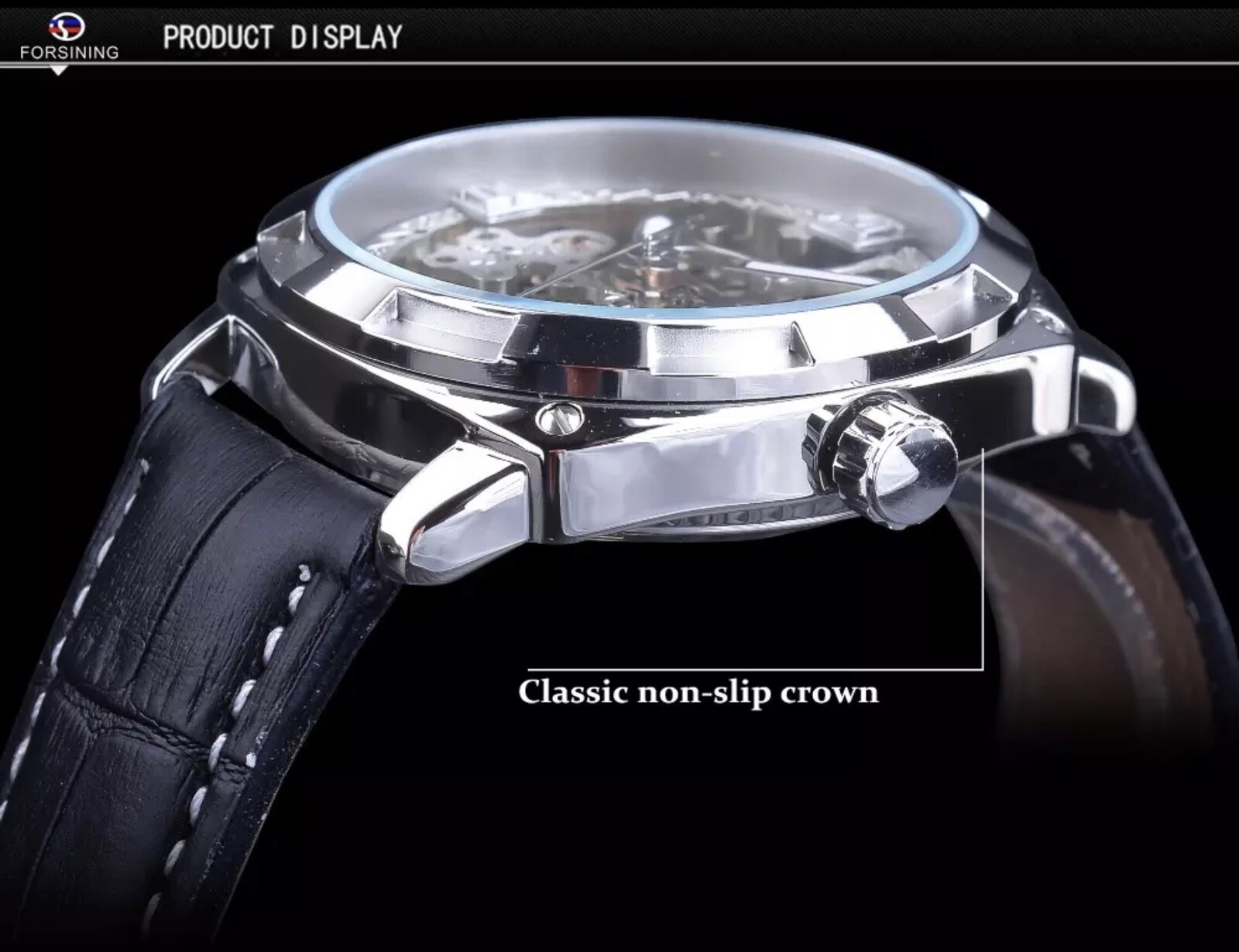 Forsining Mens Skeleton Mechanical Waterproof Luxury Watch Leather Gift Idea