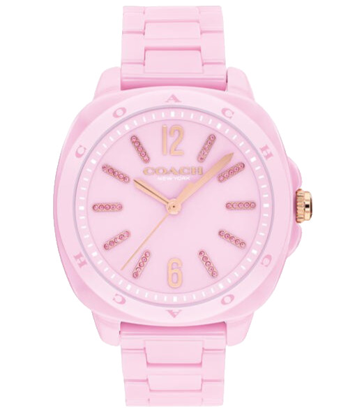 COACH KITT 14504482 PINK DIAL & CERAMIC BRACLET QUARTZ 38MM WOMENS WATCH