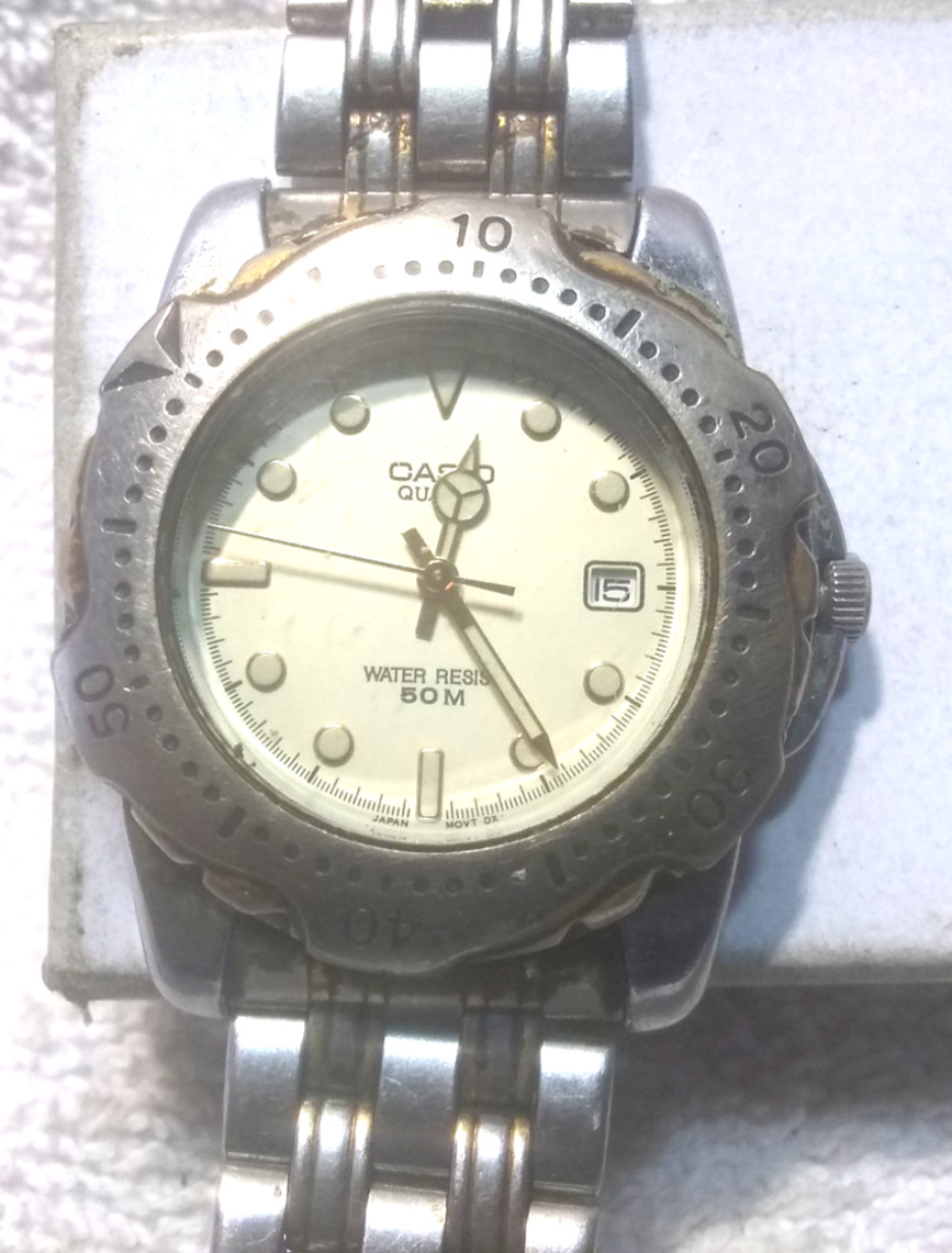 Casio Quartz Watch MTP-3005 Men Rotating Bezel Date Bracelet Band Parts Repair