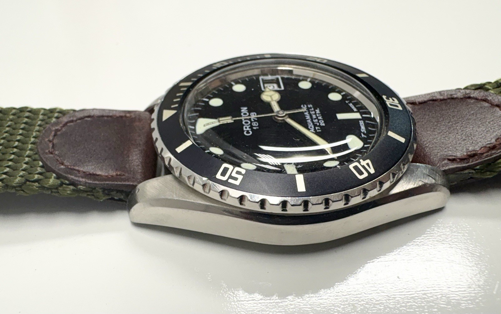 Vintage 60s 70s Era Croton Automatic Skin Diver 17 Jewel Men’s Wrist Watch Works