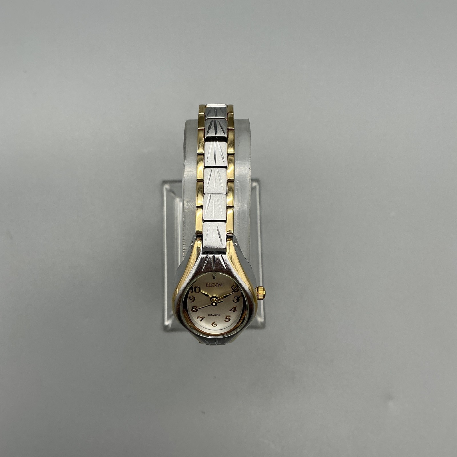 Elgin Womens Watch 19mm Two Tone Silver Gold Diamond Accent New Battery 8″