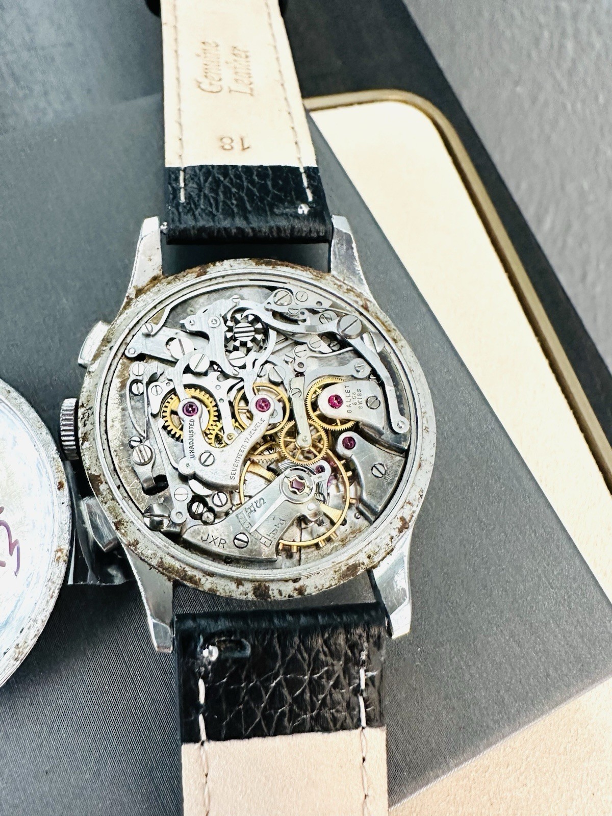 Vintage Stainless Gallet Multichron 12 Chronograph Watch~ 37mm