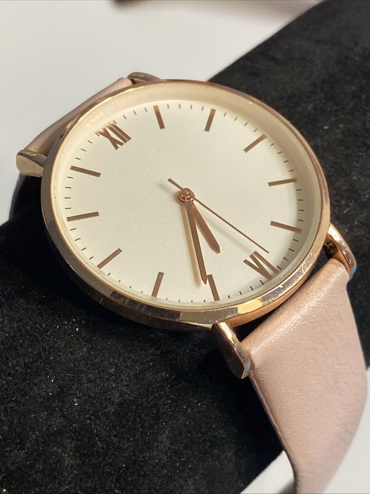 Pretty In Pink vs Mauve Bands White Watch Face Rose Gold Roman Numeral New Batt:
